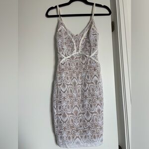 White and Brown Lace Dress